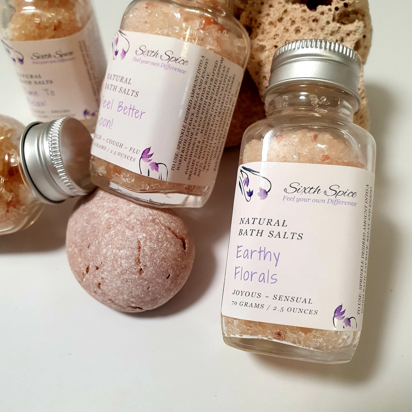 Natural herbal homemade bath salts in a jar
