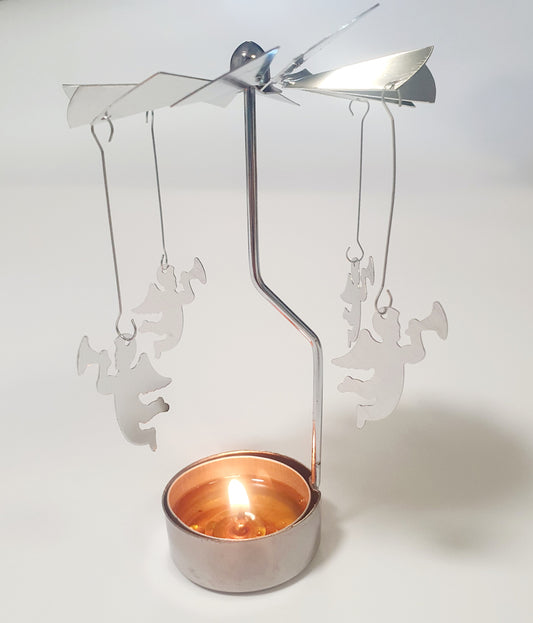 Angels on high - Rotating tealight candle holder