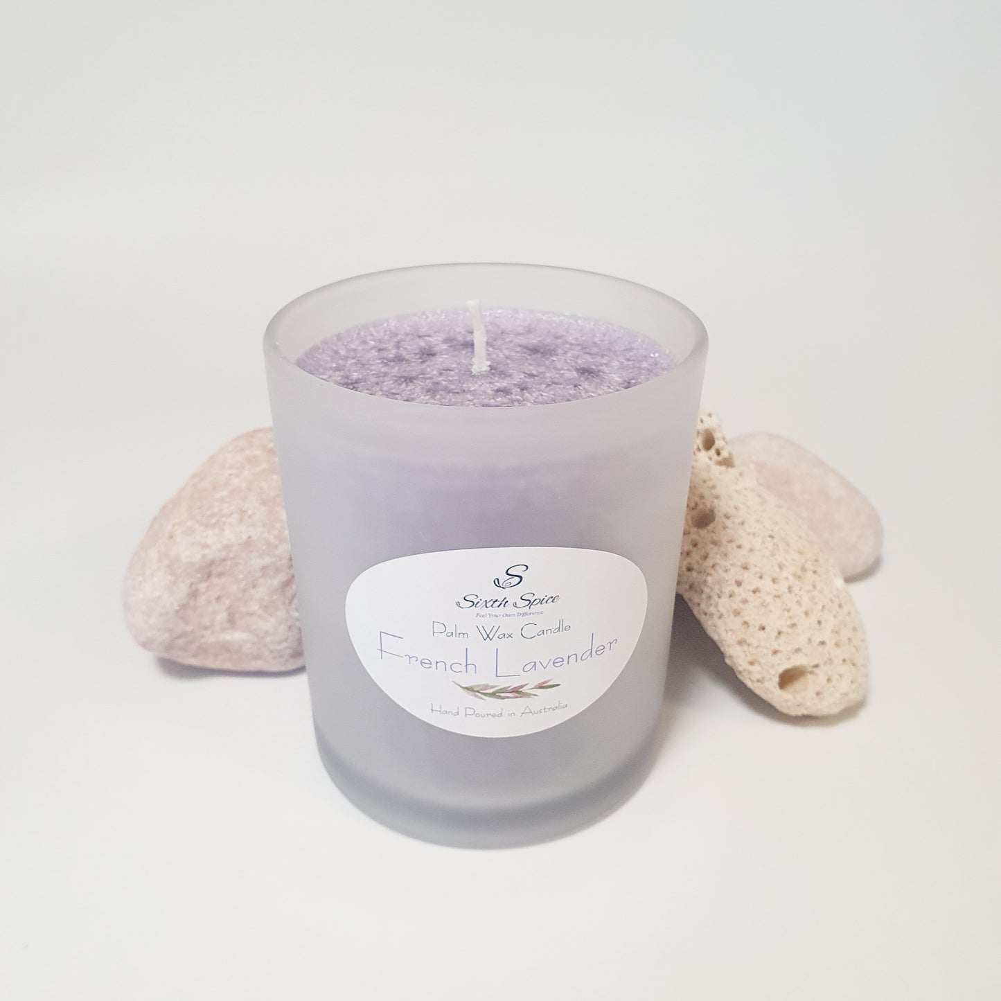 French Lavender Scented Large Palm Wax Candle