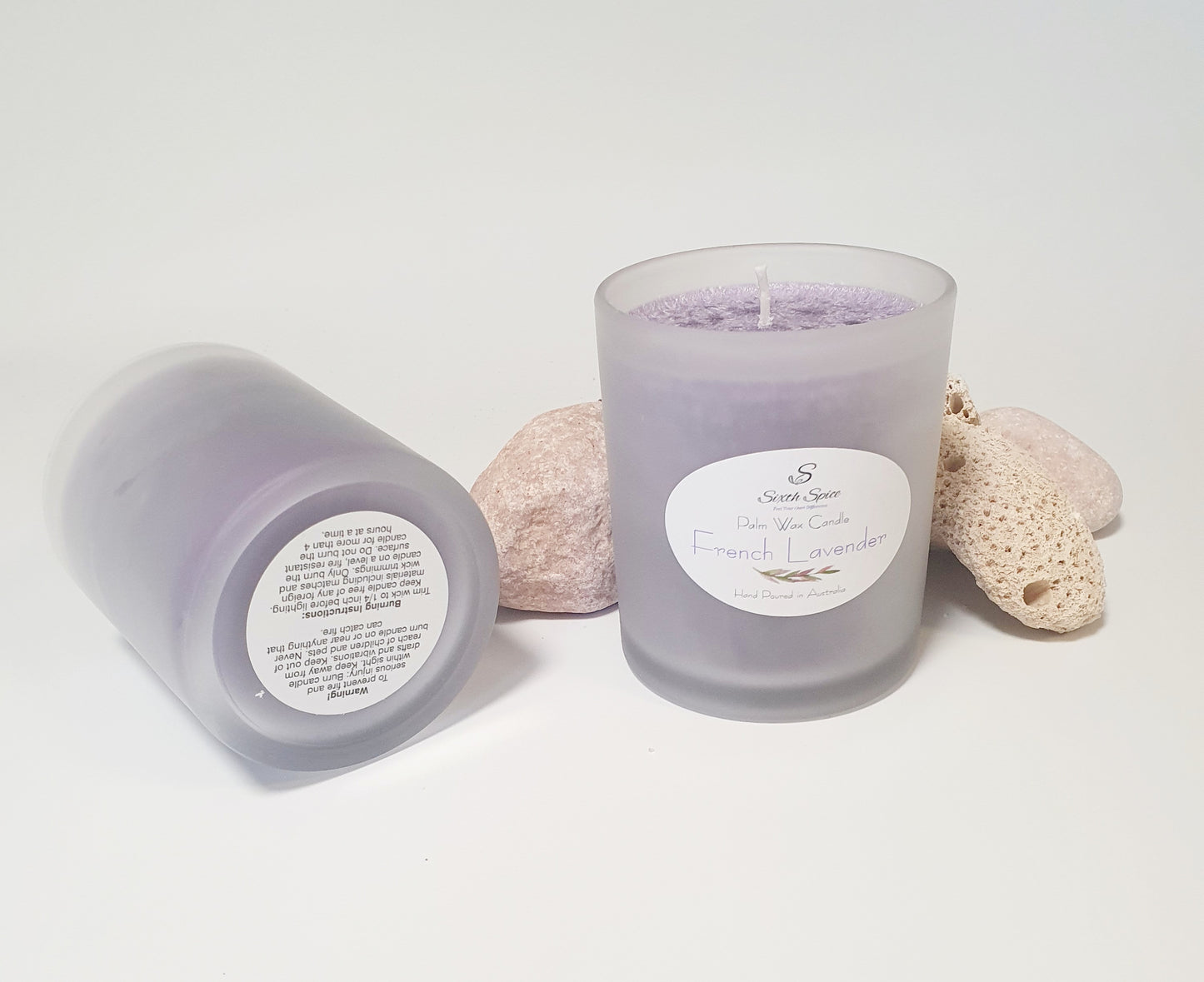 French Lavender Scented Large Palm Wax Candle