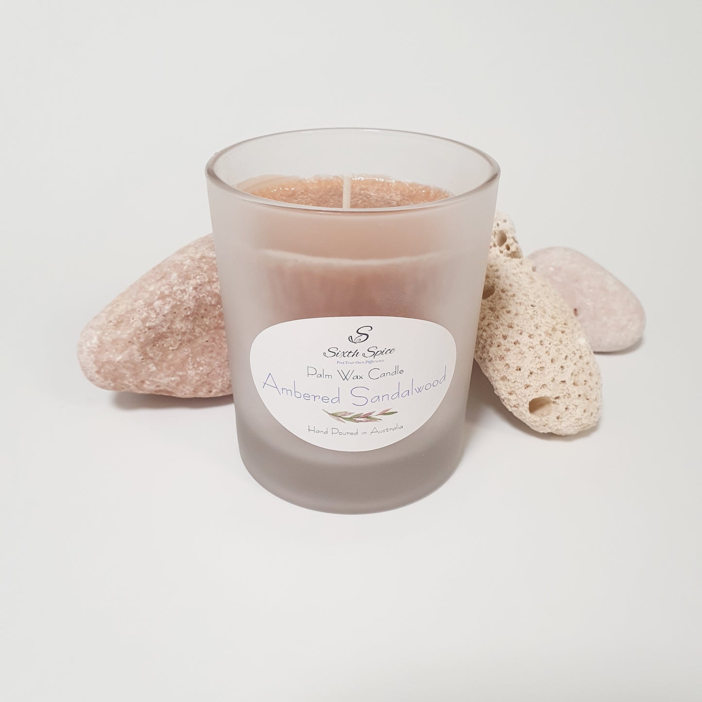 Ambered Sandalwood Scented Large Palm Wax Candle